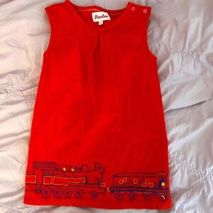 Piccolina Red Corduroy Dress with Train Sz. 7 Fits like a 6